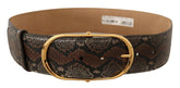 Dolce & Gabbana Brown Exotic Leather Gold Oval Buckle Belt -   -  Dolce & Gabbana.